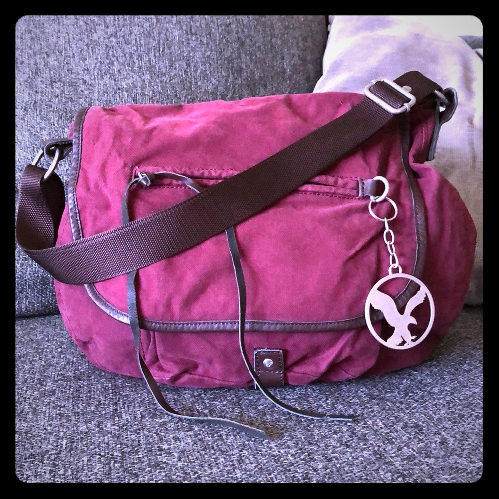 Burgundy American Eagle Messenger Bag
